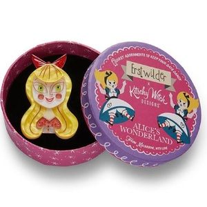 ERSTWILDER A CURIOUSER & CURIOUSER ALICE IN WONDERLAND BROOCH  KITSCHY WITCH